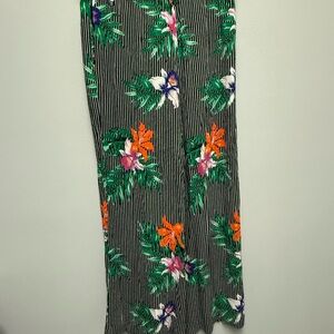 Women’s Who What Wear Wide Leg Floral Pants Black 6